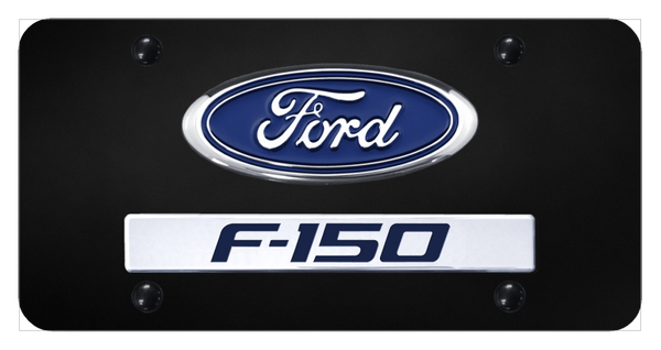 Ford Dual F-150 License Plate - Chrome on Black License Plate - D.F15.CB