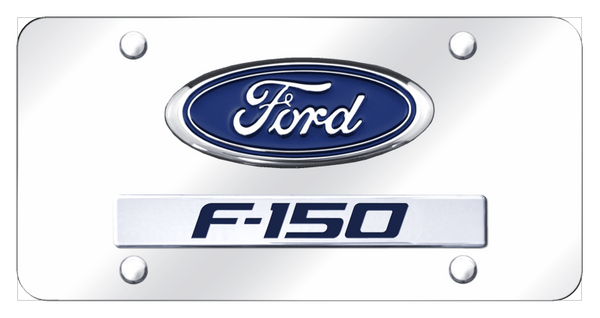 Ford Dual F-150 License Plate - Chrome on Mirrored License Plate - D.F15.CC