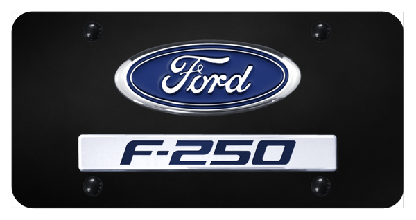 Ford Dual F-250 License Plate - Chrome on Black License Plate - D.F25.CB