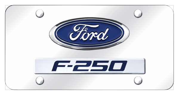 Ford Dual F-250 License Plate - Chrome on Mirrored License Plate - D.F25.CC