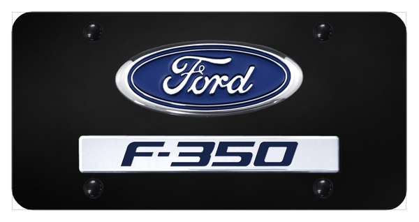 Ford Dual F-350 License Plate - Chrome on Black License Plate - D.F35.CB