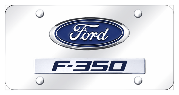 Ford Dual F-350 License Plate - Chrome on Mirrored License Plate - D.F35.CC