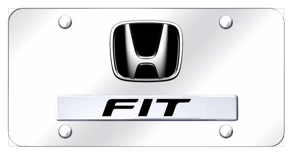 Honda Dual Fit License Plate - Chrome on Mirrored License Plate - D.FIT.CC