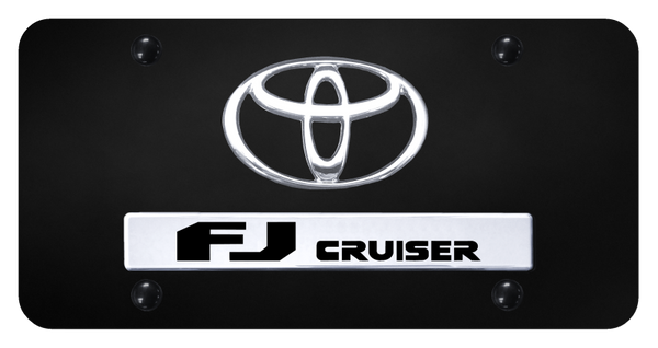 Toyota Dual FJ Cruiser License Plate - Chrome on Black License Plate - D.FJC.CB