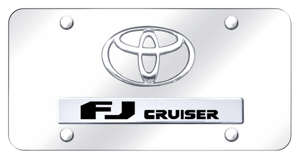 Toyota Dual FJ Cruiser License Plate - Chrome on Mirrored License Plate - D.FJC.CC