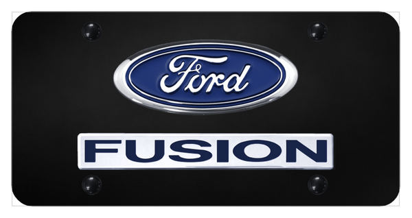 Ford Dual Fusion License Plate - Chrome on Black License Plate - D.FUS.CB