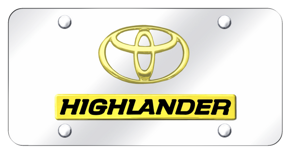 Toyota Dual Highlander License Plate - Gold on Mirrored License Plate - D.HIL.GC