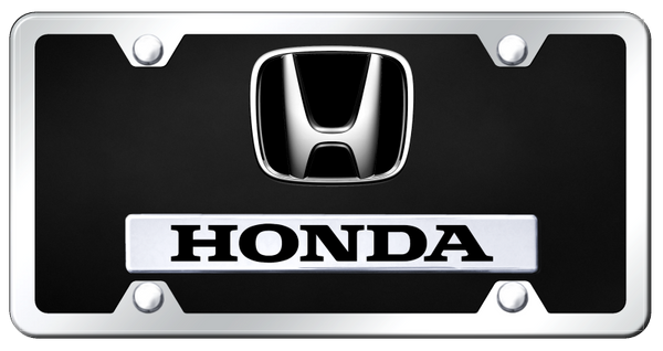 Honda Dual Honda Plate Kit - Chrome on Black License Plate - D.HON.CBK