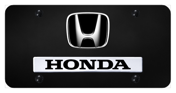 Honda Dual Honda License Plate - Chrome on Black License Plate - D.HON.CB