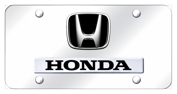 Honda Dual Honda License Plate - Chrome on Mirrored License Plate - D.HON.CC