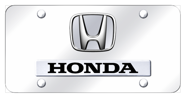 Honda Dual Honda (No Fill) License Plate - Chrome on Mirrored License Plate - D.HON.P.CC