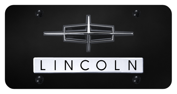 Lincoln Dual Lincoln License Plate - Chrome on Black License Plate - D.LIN.CB