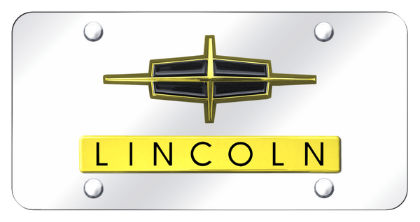 Lincoln Dual Lincoln License Plate - Gold on Mirrored License Plate - D.LIN.GC