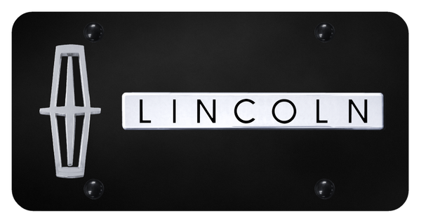 Lincoln Dual Lincoln Verticle (Black Fill) Plate - Chrome on Black License Plate - D.LIN.V.B.CB