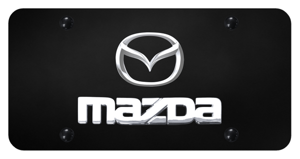 Mazda Dual Mazda (New) License Plate - Chrome on Black License Plate - D.MAZ.2.CB