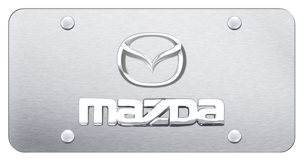 Mazda Dual Mazda (New) License Plate - Chrome on Brushed License Plate - D.MAZ.2.CS