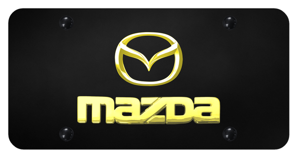 Mazda Dual Mazda (New) License Plate - Gold on Black License Plate - D.MAZ.2.GB