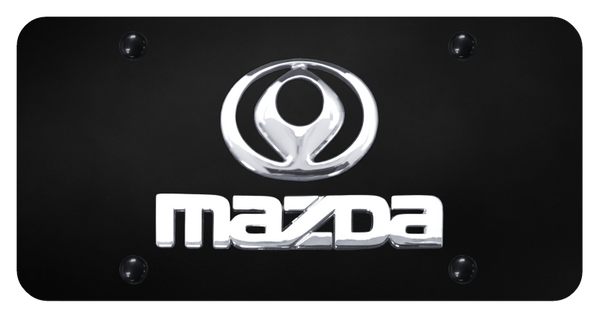 Mazda Dual Mazda License Plate - Chrome on Black License Plate - D.MAZ.CB