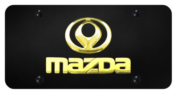 Mazda Dual Mazda License Plate - Gold on Black License Plate - D.MAZ.GB