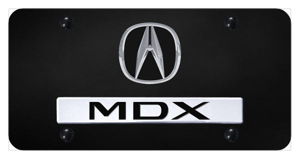 Acura Dual MDX License Plate - Chrome on Black License Plate - D.MDX.CB