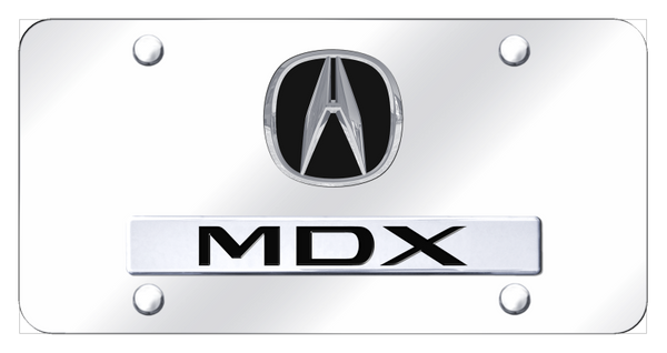 Acura Dual MDX License Plate - Chrome on Mirrored License Plate - D.MDX.CC