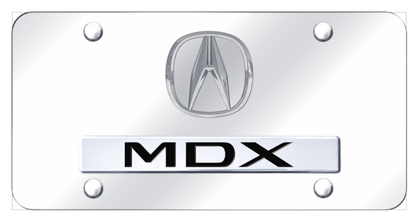 Acura Dual MDX (No Fill) License Plate - Chrome on Mirrored License Plate - D.MDX.P.CC