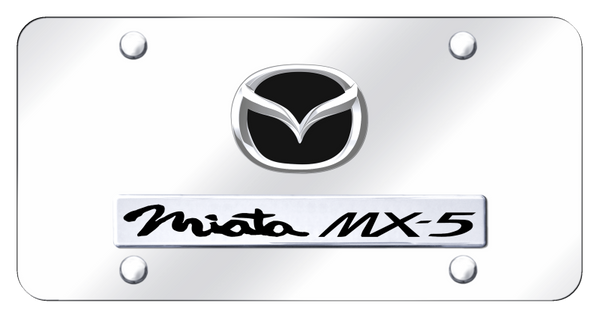 Mazda Dual Miata MX-5 (New/Black) Plate - Chrome on Mirrored License Plate - D.MIA.2.B.CC