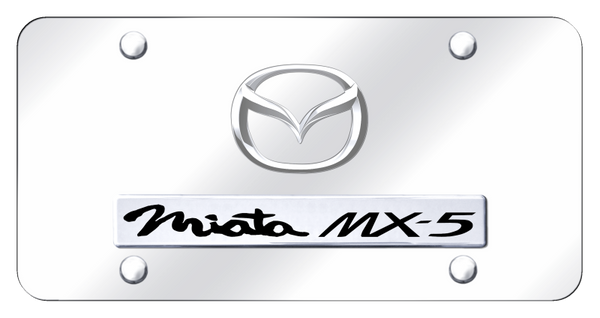 Mazda Dual Miata MX-5 (New) License Plate - Chrome on Mirrored License Plate - D.MIA.2.CC