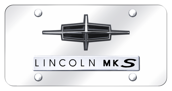 Lincoln Dual MKS License Plate - Chrome on Mirrored License Plate - D.MKS.CC