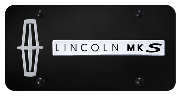 Lincoln Dual MKS (Verticle/Black Fill) Plate - Chrome on Black License Plate - D.MKS.V.B.CB