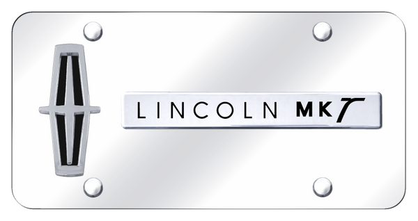 Lincoln Dual MKT (Verticle/Black Fill) Plate - Chrome on Mirrored License Plate - D.MKT.V.B.CC