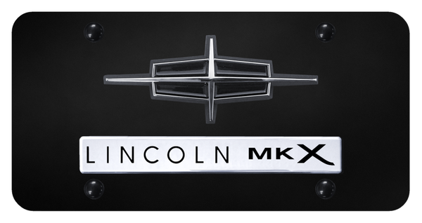 Lincoln Dual MKX License Plate - Chrome on Black License Plate - D.MKX.CB