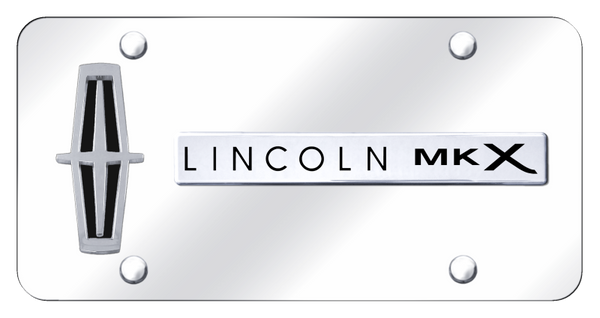 Lincoln Dual MKX (Verticle/Black Fill) Plate - Chrome on Mirrored License Plate - D.MKX.V.B.CC