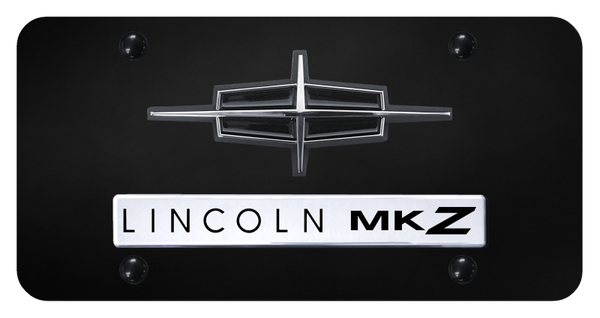 Lincoln Dual MKZ License Plate - Chrome on Black License Plate - D.MKZ.CB