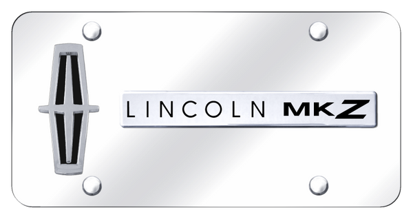 Lincoln Dual MKZ (Verticle/Black Fill) Plate - Chrome on Mirrored License Plate - D.MKZ.V.B.CC