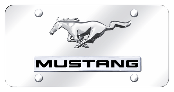 Mustang Dual Mustang License Plate - Chrome on Mirrored License Plate - D.MUS.CC