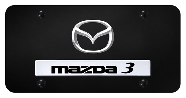 Mazda Dual Mazda 3 (New) License Plate - Chrome on Black License Plate - D.MZ3.2.CB