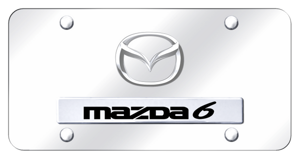 Mazda Dual Mazda 6 (New) License Plate - Chrome on Mirrored License Plate - D.MZ6.2.CC