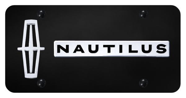 Lincoln Dual Nautilus (Verticle/Black Fill) Plate - Chrome on Black License Plate - D.NAUT.V.B.CB