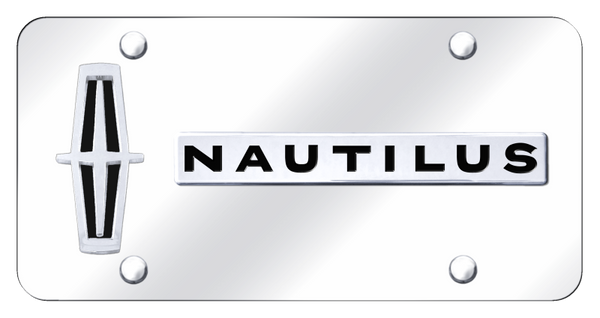 Lincoln Dual Nautilus (Verticle/Black) Plate - Chrome on Mirrored License Plate - D.NAUT.V.B.CC