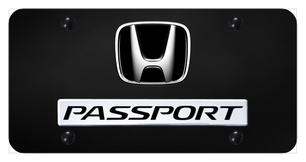 Honda Dual Passport License Plate - Chrome on Black License Plate - D.PAS.CB