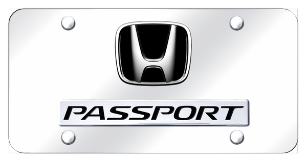 Honda Dual Passport License Plate - Chrome on Mirrored License Plate - D.PAS.CC