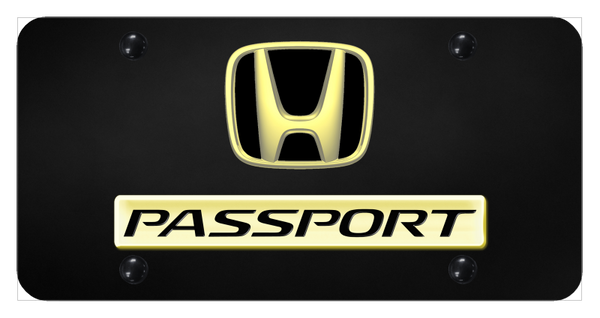 Honda Dual Passport License Plate - Gold on Black License Plate - D.PAS.GB