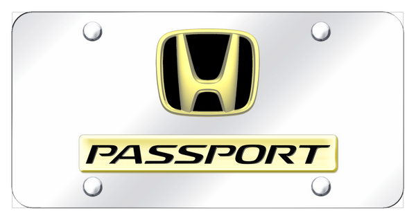 Honda Dual Passport License Plate - Gold on Mirrored License Plate - D.PAS.GC