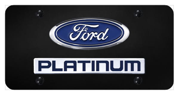 Ford Dual Platinum License Plate - Chrome on Black License Plate - D.PLT.CB