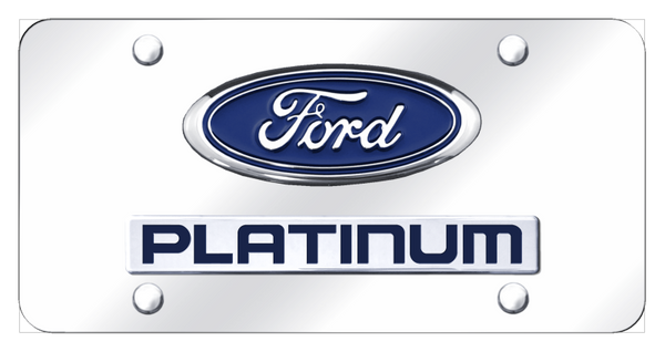 Ford Dual Platinum License Plate - Chrome on Mirrored License Plate - D.PLT.CC