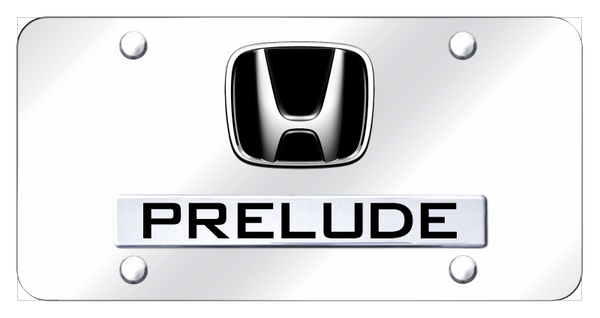 Honda Dual Prelude License Plate - Chrome on Mirrored License Plate - D.PRE.CC