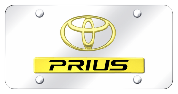 Toyota Dual Prius License Plate - Gold on Mirrored License Plate - D.PRI.GC