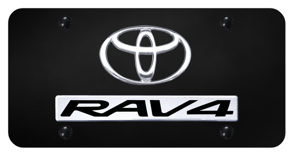 Toyota Dual RAV4 License Plate - Chrome on Black License Plate - D.RAV.CB