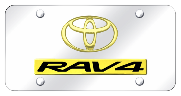 Toyota Dual RAV4 License Plate - Gold on Mirrored License Plate - D.RAV.GC